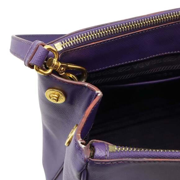 PRADA Purple Leather Saffiano Shoulder Bag - Picture 6 of 10
